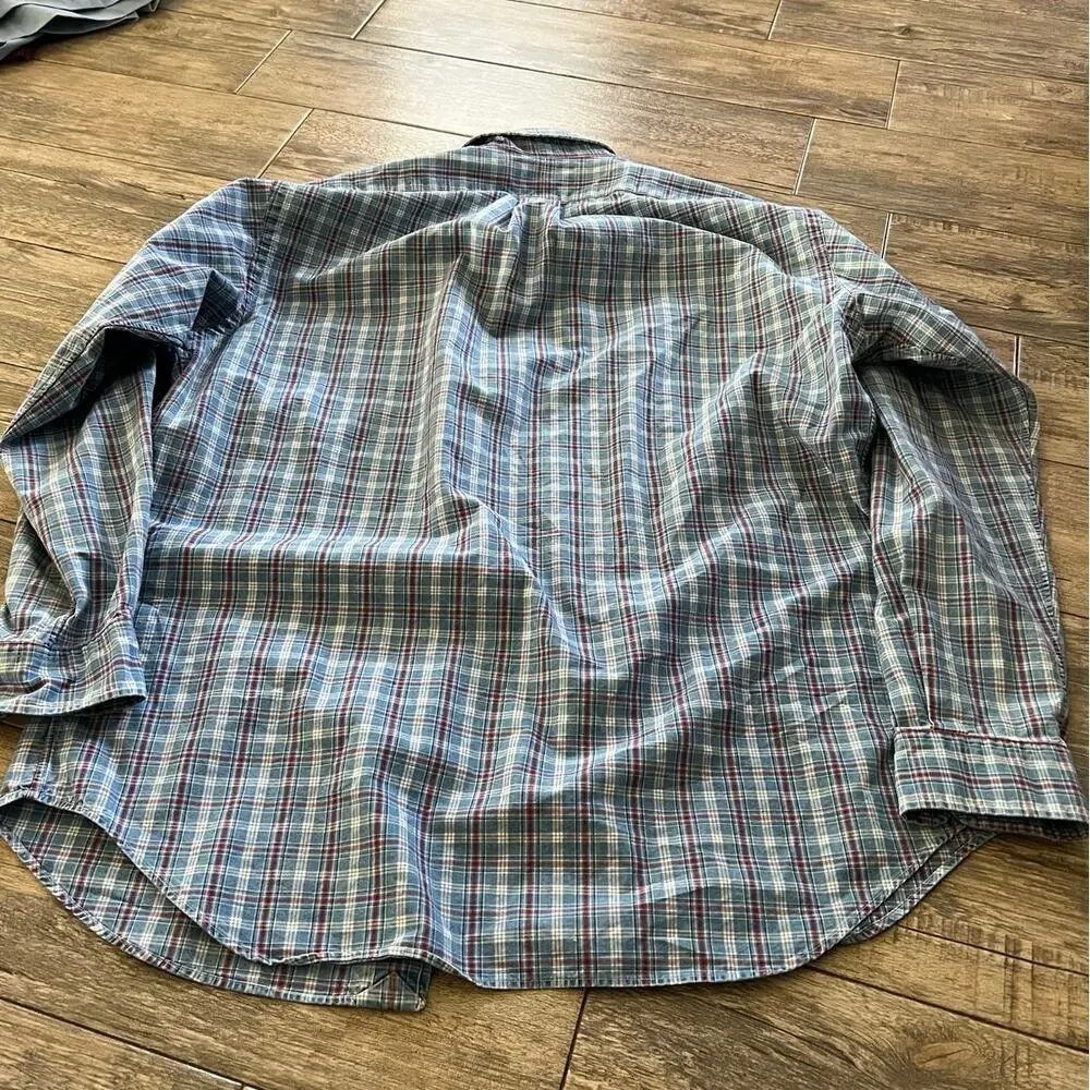Polo Ralph Lauren Men’s Blue Blake Plaid Long Sleeve Button Up Shirt Size Medium